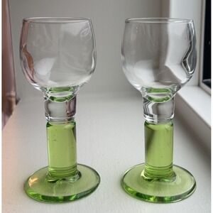 VTG 2 Rocco Limoncino Green Pedestal Cordial Glasses Bormioli Rocco